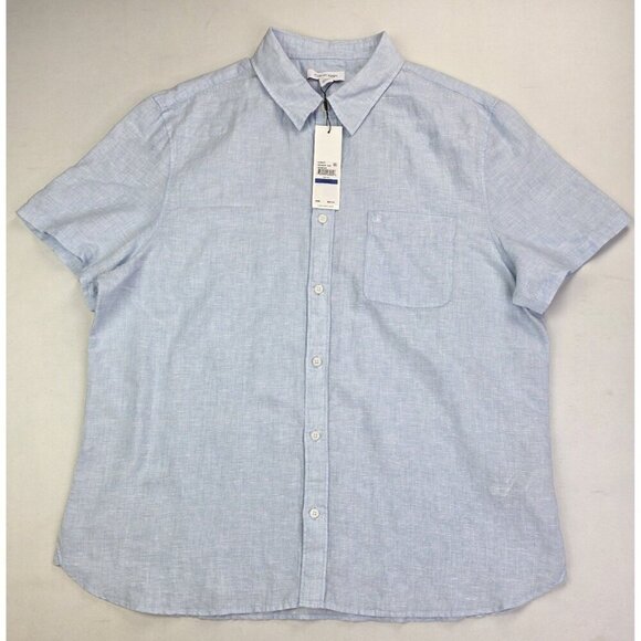 Calvin Klein Size XL Mens Powder Blue Linen Blend Embroidered Pocket Logo NWT - Picture 1 of 11